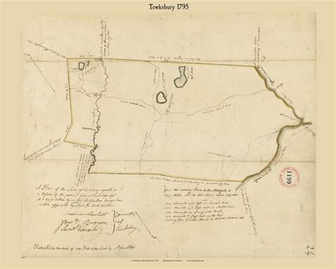 Tewksbury, Massachusetts 1795 Old Town Map Reprint - Roads Place Names Massachusetts Archives ...