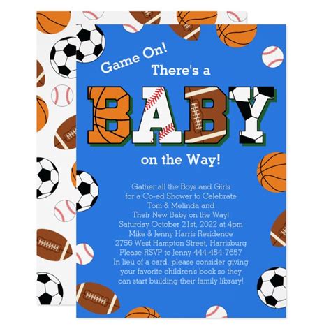 Sports Baby Shower Co-ed Theme Invitation | Zazzle.com