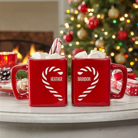 Candy Cane Couple Heart Mug Set | Personalized christmas gifts ...