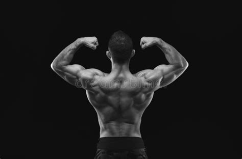 Unrecognizable Man Shows Strong Back Muscles Closeup Stock Photo ...