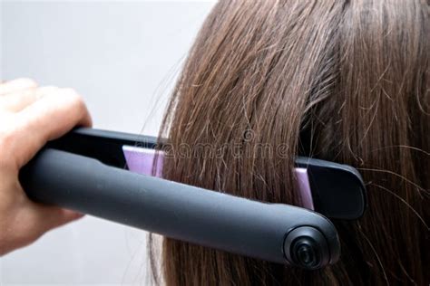 Hair Iron Straightening. Smooth Hairstyle. Hairstyle Concept Stock Image - Image of curler, lady ...