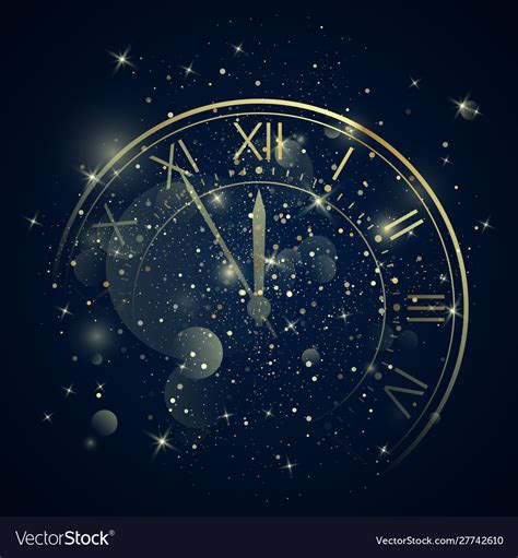 Golden clock dial with roman numbers on magic Vector Image