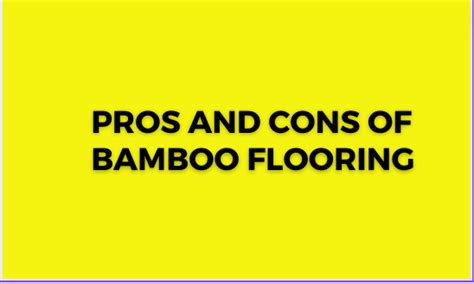 Pros and Cons of Bamboo Flooring - Pros an Cons