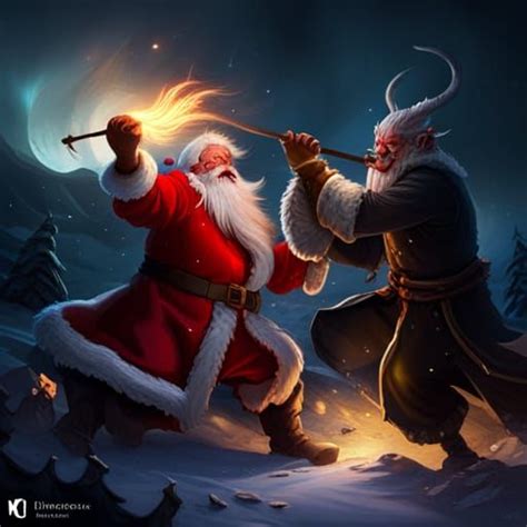 Santa Claus vs Krampus - AI Generated Artwork - NightCafe Creator