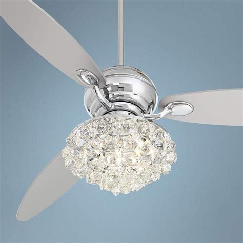 Silver Ceiling Fan With Crystals / Transitional crystal ceiling fan with remote, light ...