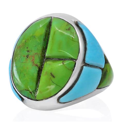 Green Turquoise Ring Solid 925 Silver set with Genuine Stone - VY Jewelry