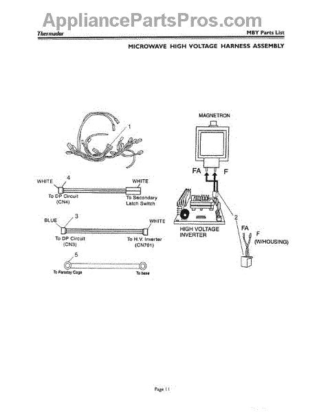 Parts for Thermador MT27B: Microwave High Voltage Harness Assembly ...