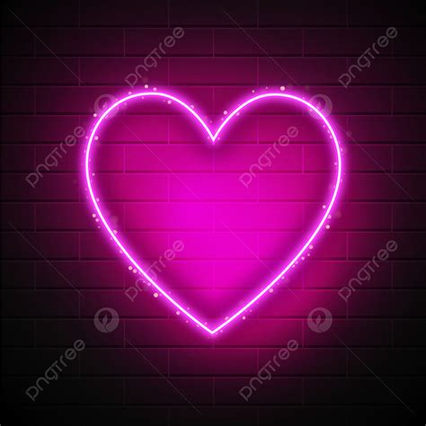 Neon Light Sign Vector Hd Images, Heart Neon Sign Frame With Light ...