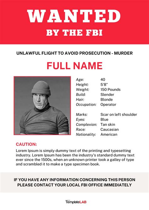 Fbi Most Wanted Template - Printable Word Searches