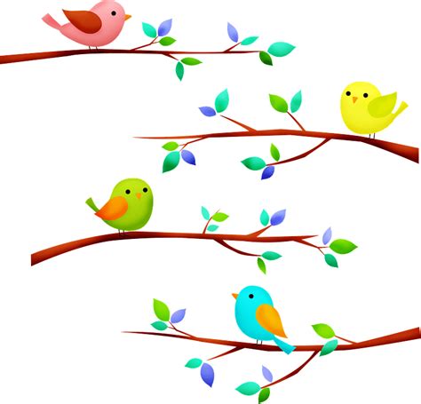 Birds on tree branch clipart. Free download transparent .PNG | Creazilla