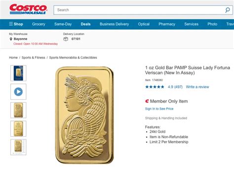 Costco begins selling gold in the US “online and in bullion form”