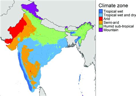 Major climate zones in India based on Köppen-Geiger climate ...