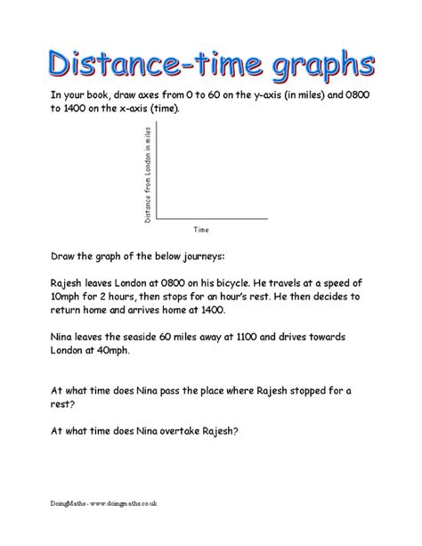 Distance and speed-time graphs - DoingMaths - Free maths worksheets