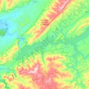 Watauga Lake topographic map, elevation, terrain