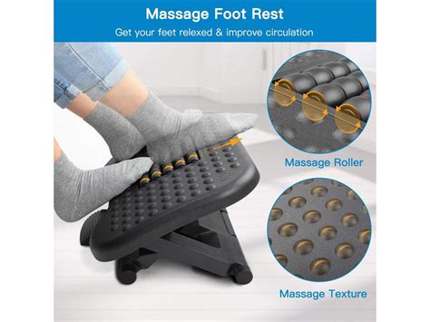 ERGEAR Footrest Under Desk - Adjustable Foot Rest with Massage Texture and Roller, Ergonomic ...