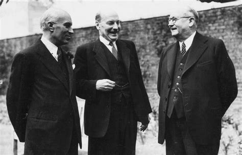 The Britain's Prime Minister, Clement Attlee enjoys a joke with Jawaharlal Nehru, Indian Premier ...