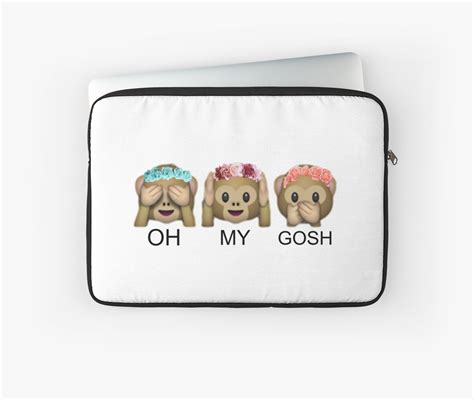 "OH MY GOSH - FLOWER CROWN TUMBLR EMOJI MONKEY" Laptop Sleeves by ...