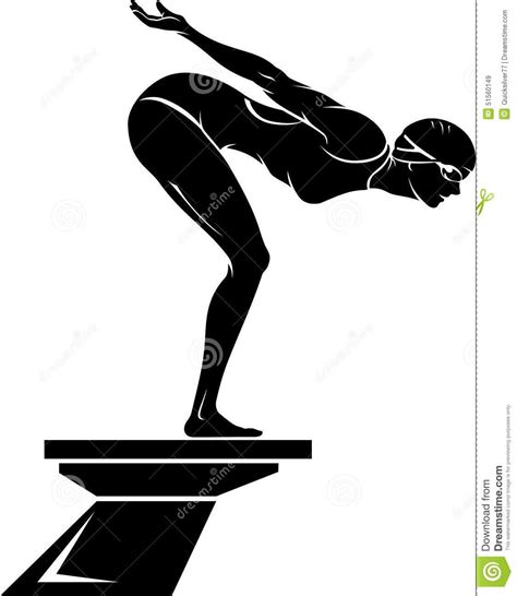 Female Swimmer at the Diving Platform Stock Vector - Illustration of ...