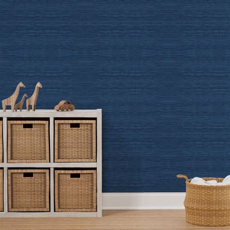 Grasscloth Fabric and Wallpaper in Navy Wallpaper | Spoonflower