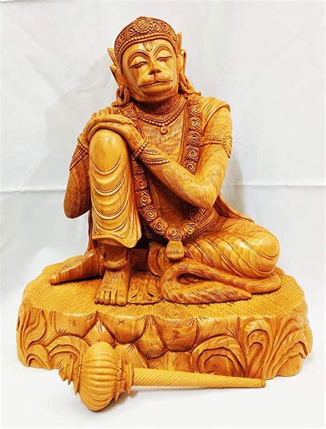 Buy Baba Arts Handicraft Wooden Hanuman Ji Idol I Veer Bajrangbali Statue I Meditating Hanuman ...