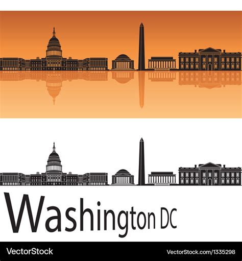 Washington dc skyline in orange background Vector Image