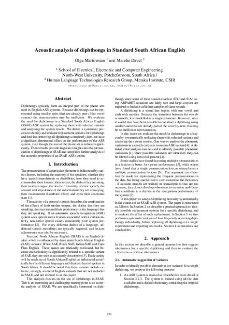 (PDF) An acoustic comparison of the vowels and diphthongs of first and second language South ...