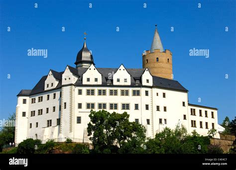 Castle Wildeck with the bergfried Dicker Heinrich or Fat Henry, Zschopau, Erzgebirge, Saxony ...