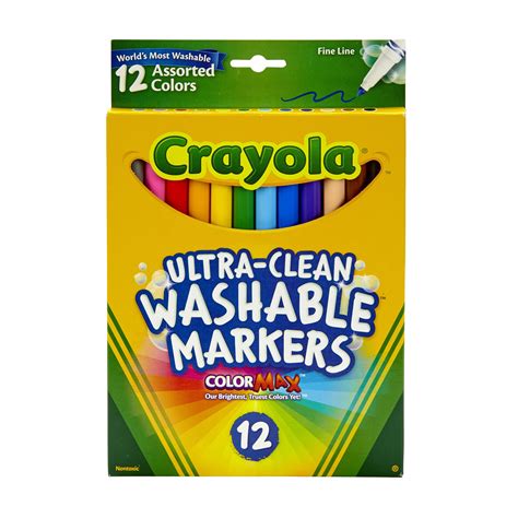 Crayola Washable Marker Set, Fine Line, 12 Colors - Walmart.com - Walmart.com