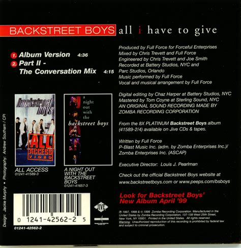 POP 'TIL YOU PUKE!: Backstreet Boys - All I Have To Give - (CD Single) - 1999