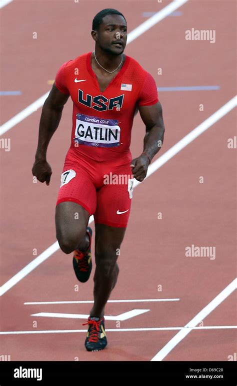 Justin Gatlin of USA competes in the Men's 100m semifinal during the ...