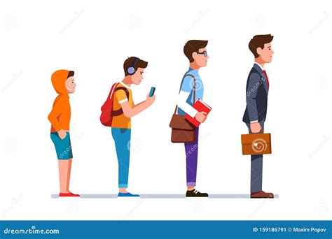 Evolution Progression from Kid To Business Man Stock Vector - Illustration of isolated, cartoon ...