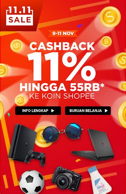 Promo Shopee Cashback 11% hingga Rp 55.000,- - CEMITI