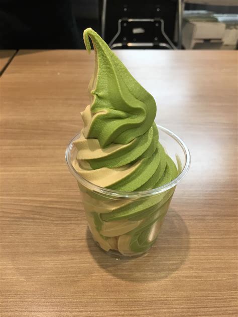 [I ate] Matcha and Milk Tea twist soft serve ice cream. : r/food