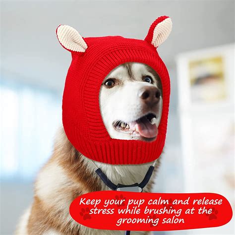 Red Quiet Ears for Dogs, Neck and Ear Protection for Pet, Dog Ear Muffs ...