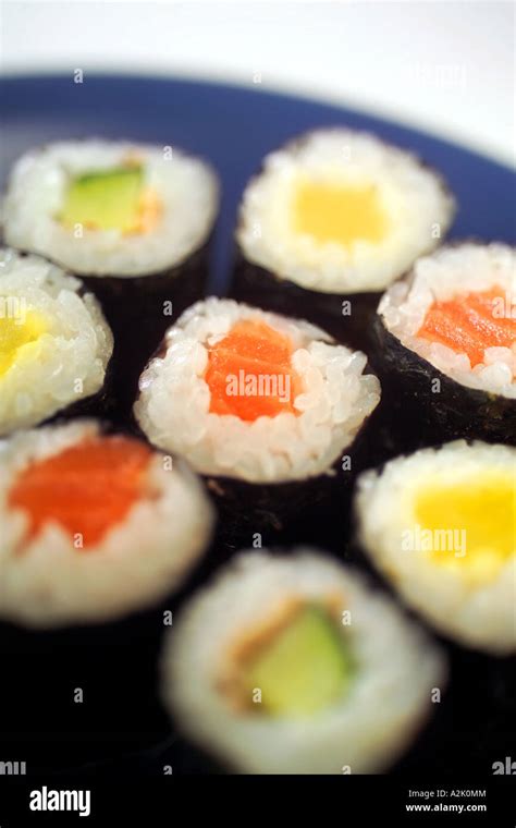 Selection of Japanese Hosomaki sushi rolls Stock Photo - Alamy