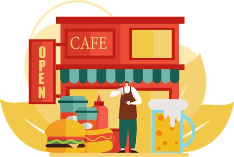 Best Coffee Shop Illustration download in PNG & Vector format