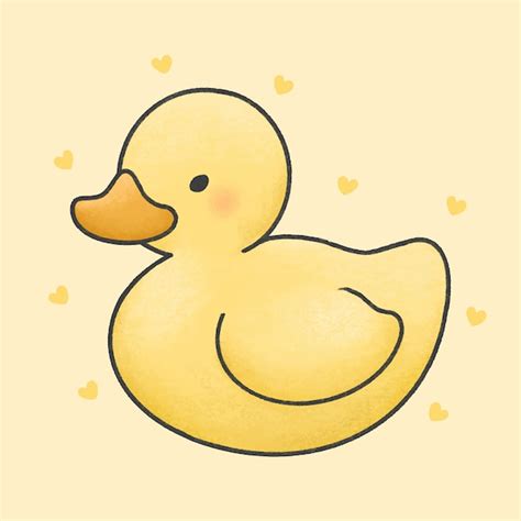 Style De Dessin Animé Mignon Canard Dessiné à La Main | Vecteur Premium