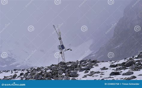 Scientific Measurement and Weather Station on Glacier "Suldenferner" in Ortler Massif. Stock ...