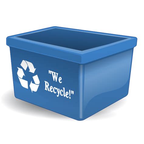 Empty blue recycling bin vector clip art | Free SVG