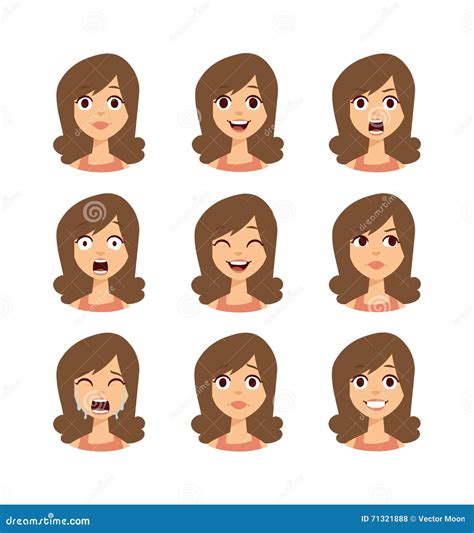 Woman Emoji Face Vector Icons. Stock Vector - Illustration of avatar ...