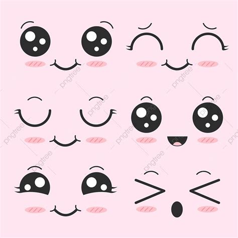 Cute Face Expressions Vector PNG Images, Cute Face Cartoon Expression Vector, Cute, Face, Kawaii ...