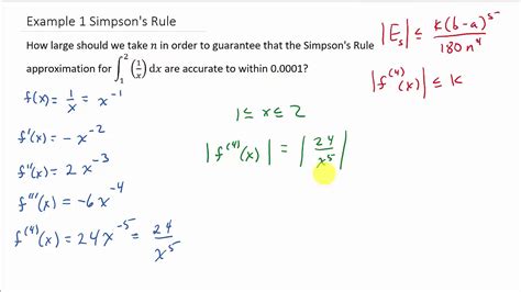 Simpson's Rule - Error Bound Example 1 - YouTube