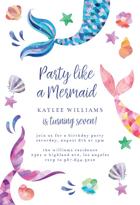 Mermaid Birthday Invite Editable Mermaid Invitation Mermaid Party Invitation Mermaid Mermaid ...