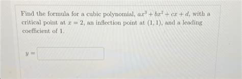 Solved Find the formula for a cubic polynomial, | Chegg.com