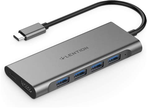 LENTION USB-C Multi-Port Hub with 4K HDMI Output, 4 USB 3.0, Type C Charging Adapter Compatible ...