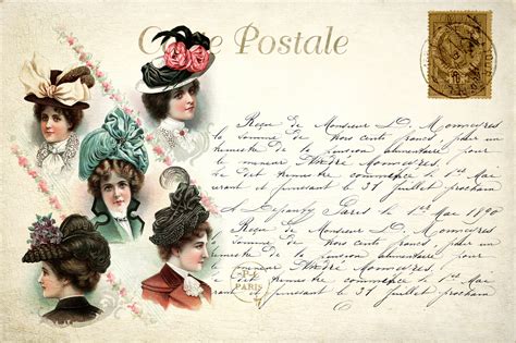 Woman Hat Vintage Postcard Free Stock Photo - Public Domain Pictures