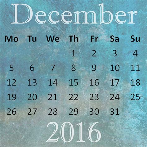 December 2016 Calendar Free Stock Photo - Public Domain Pictures