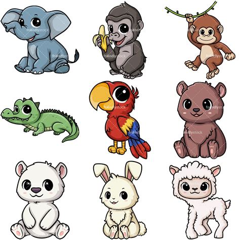 Chibi Kawaii Animals Cartoon Vector Clipart - FriendlyStock