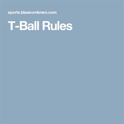 T-Ball Rules | Ball, Rules