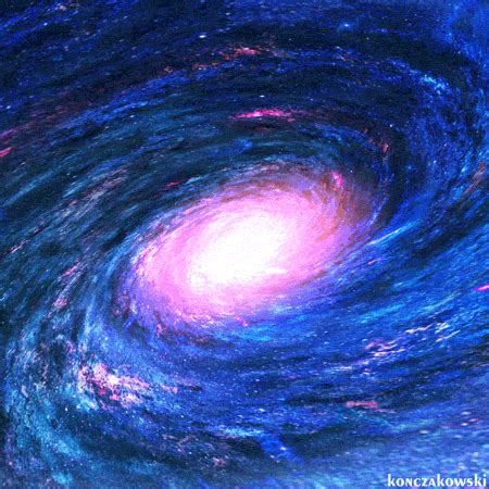 an image of a spiral galaxy with blue and pink colors